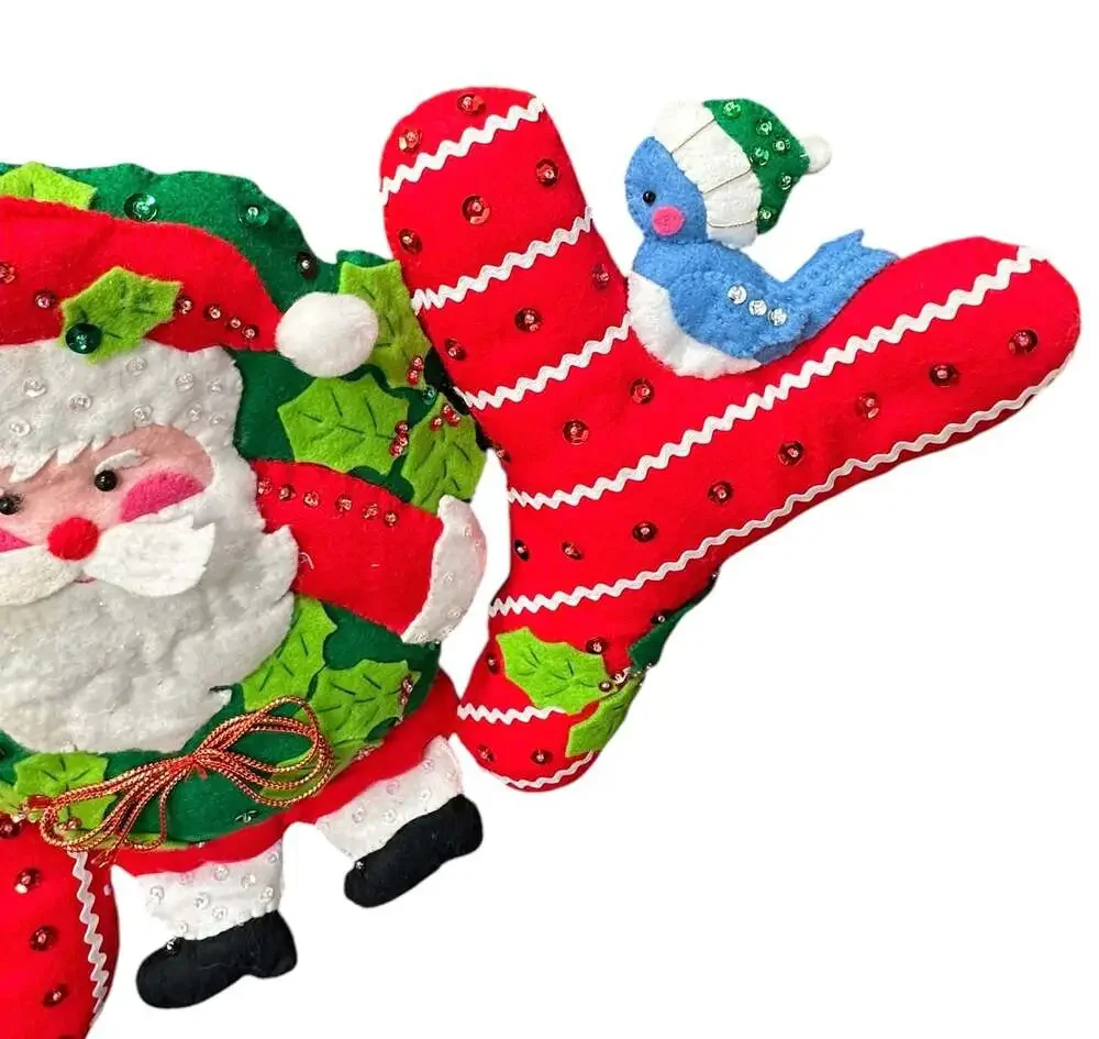 Bucilla Jolly Santa Felt Wall Hanging Decoration Christmas Joy
